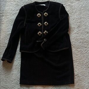 St. John Collection Black Skirt Set with Gold Accents